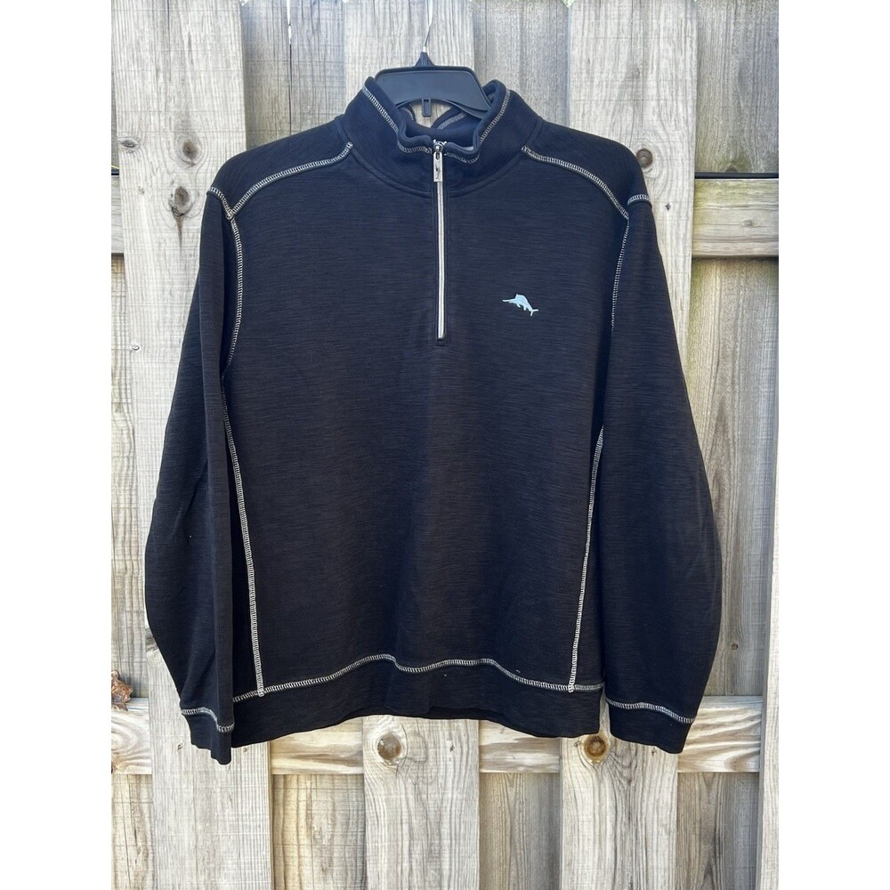 Tommy Bahama Men’s XL Tobago Bay Half-Zip Sweatshirt Black